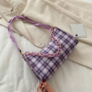 Fashion Plaid PU Leather Women Handbag Tote Simple Chain Underarm Shoulder Bag