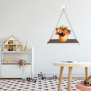 Wood Swing Hanging Rope Plant Pot Rack Indoor Outdoor Decor Shelves (B)