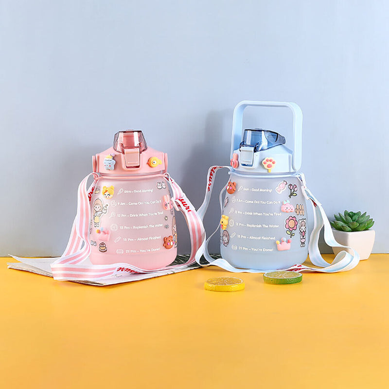Transparent Outdoor Drinking Cups Kettle Mug Plastic Cute Popsicle Straw Cup