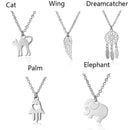 Stainless Steel Necklace With Chain Animals Cats and Elephants Necklace Pendant