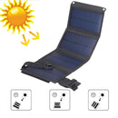 USB Solar Panel Waterproof Folding 20W Solar Cell Charger for Phone (Black)