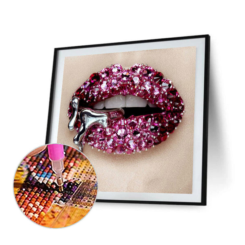 5D DIY Diamond Painting Full Round Drill Diamond Art Lips Wall Decor Rhines