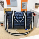 Women Nylon Padded Quilted Handbag Winter Warm Tote Bag Large Capacity Handbag