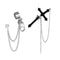 European Style Cross Earrings Zipper Dangle Drop Punk Long Chain Stud Earrings