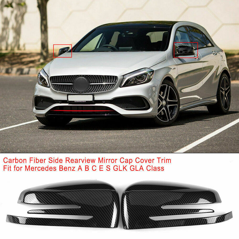 Carbon Fiber Side Mirror Cover Caps For Mercedes X204 W212 W176 W246 W204 C117