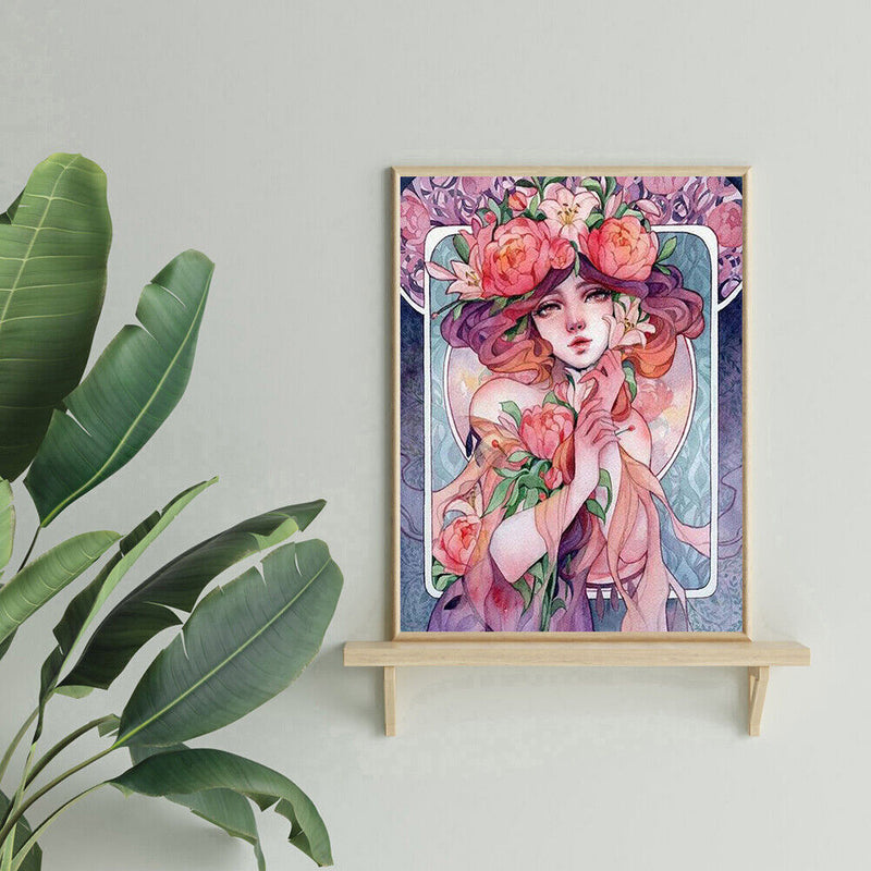 Oil Paint By Numbers Girl Dressed By Flower Coloring Picture L451
