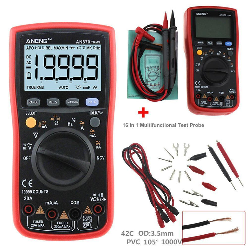 ANENG AN870 19999 COUNTS True-RMS Auto Range Digital Multimeter Newly