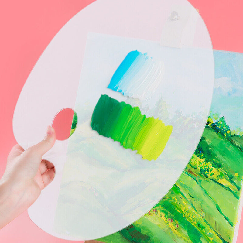 Plastic Transparent Oval Painting Palette Clear Watercolor Paint Mixing Board