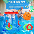 Swimming Pool Basketball Hoop Set - Inflatable Floating Hoops with Ball & R