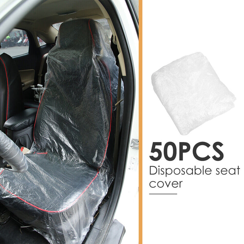 50pcs Clear Disposable Plastic Car Seat Cover Auto Interior Accessories Newly