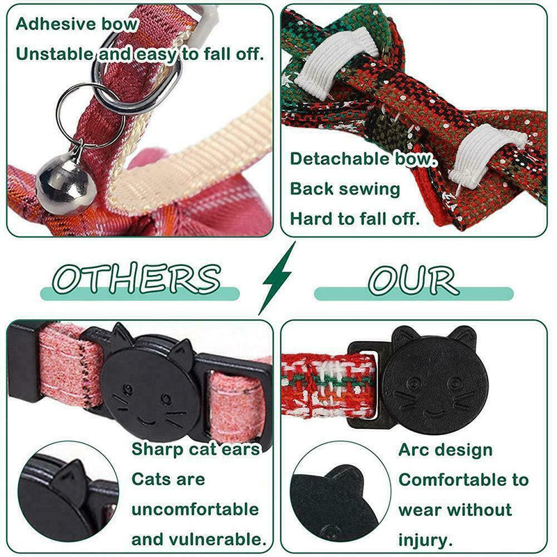 Cat Collar Tartan Plaid Bow Tie Check Adjustable Pet Collars UK Puppy Cat H0J9