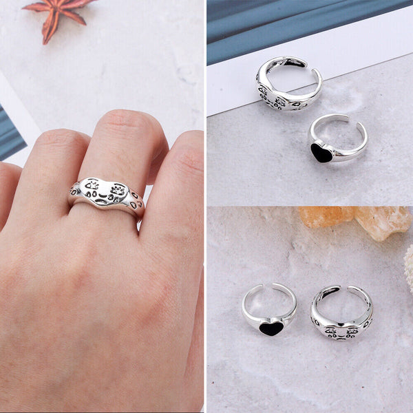 Women Charm Fashion Tiny Heart Finger chain Tears Expression Ring Jewelry Gift