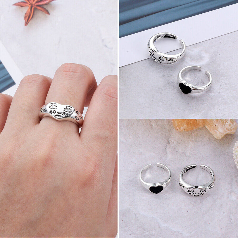 Women Charm Fashion Tiny Heart Finger chain Tears Expression Ring Jewelry Gift