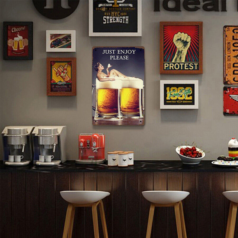 20x30cm Beer Print Rectangular Metal Waterproof Tin Drawing Flat Style