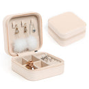 Portable Earring Ring Storage Box Leather Jewelry Display Case (Light Pink)