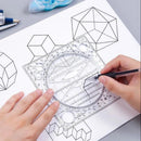 Rotatable Drawing Template Ruler Geometric Art Design Measuring (Black) Newly