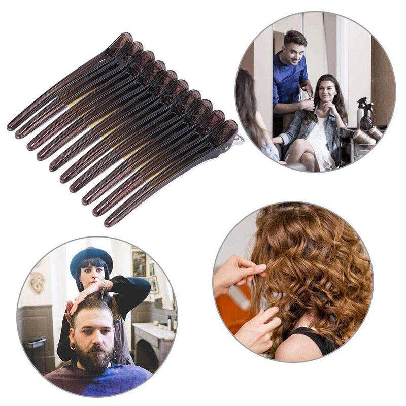 10pcs Hair Care Clips Stainless Steel Hairdressing Sectioning Clamp (Black)