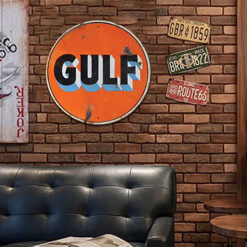 Round Metal Tin Sign Plaque Wall Gulf Posters Iron Painting for Bar Home Newly