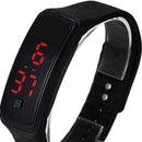 LED Silicone Bracelet Digital Children Men Women Sport Wrist Watch (Black) Newly