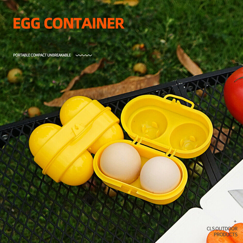 2 Grids Egg Protection Storage Box Camping Picnic Holder Container Yellow