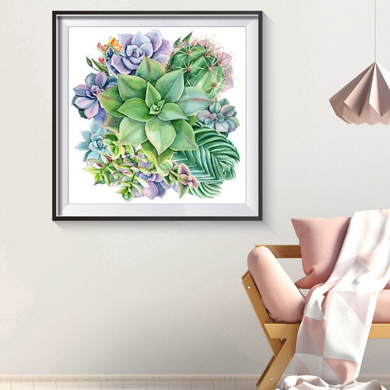 5D DIY Full Round Drill Diamond Painting Succulent Cross Stitch Craft Needlework