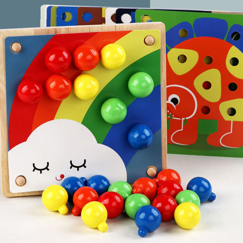 Mushroom Nail Puzzle Educational Didactical Intelligent Games DIY Flash Board