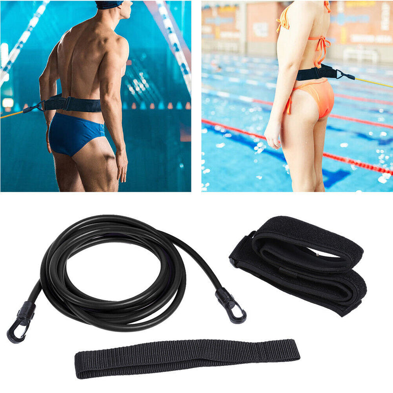 Swim Training Exercise Belts Rope Swimming Harness Resistance Band (Black) Newly