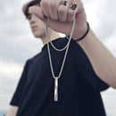 Gift Trendy Simple Men Rectangle Pendant Stainless Steel Chain Necklace