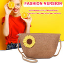Women Straw Weave Flower Summer Beach Shoulder Crossbody Bag (Sunflower)