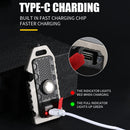 Type-C USB Rechargeable COB LED Flashlight with Whistle Camping Pocket Work Lamp