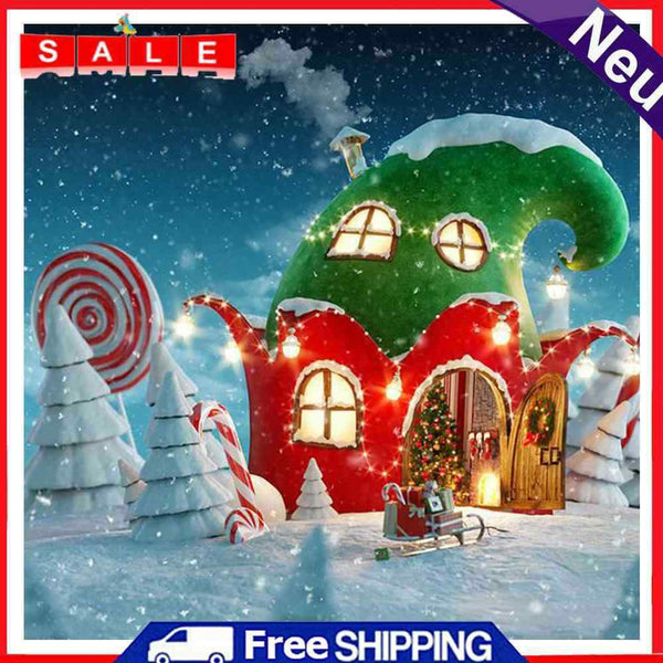 Hand Painted on Canvas DIY Christmas Cottage Oil Paint By Numbers Drawing Kit