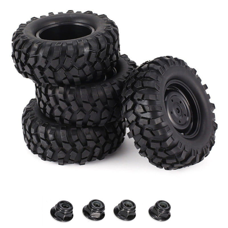 #A 96*39mm Inserts 12mm Hex Hub Beadlock Rubber Wheel Rims Tires Set for 1/10 Ax