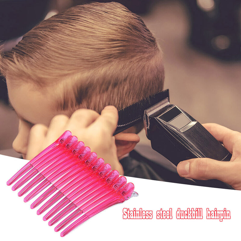 10pcs Hair Care Clips Stainless Steel Hairdressing Sectioning Clamp (Pink) Newly