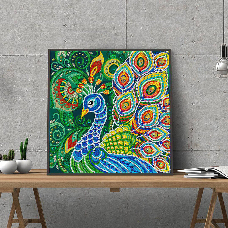 5D Special Shaped DIY Luminous Mosaic Kit Peafowl Rhinestone Diamond Painting