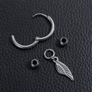 Steel Dangle Drop Clip Hoop Ear Stud Piercing Earrings Retractable Earrings