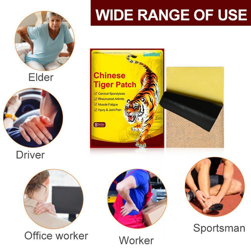 8pcs Pain Patch Chinese Tiger Plaster Knee Joint Pain Relief Body Massage
