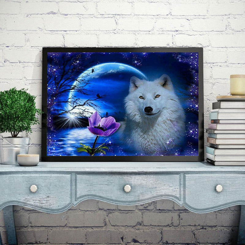 5D DIY Diamond Painting Kits Full Round Drill Snow Wolf Mosaic Wall Art Picture