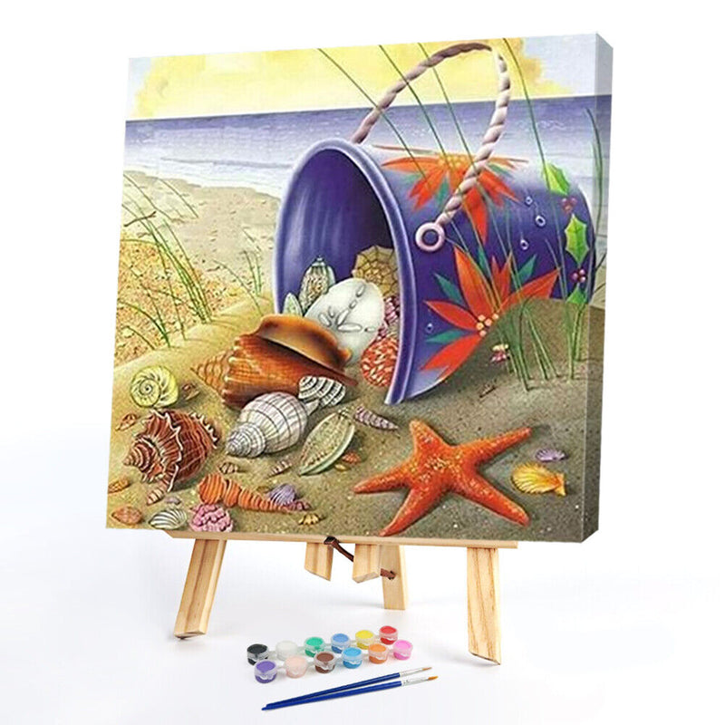 Shell Sea-star Frameless DIY Oil Paint by Numbers Kit Hand Painted Artwork