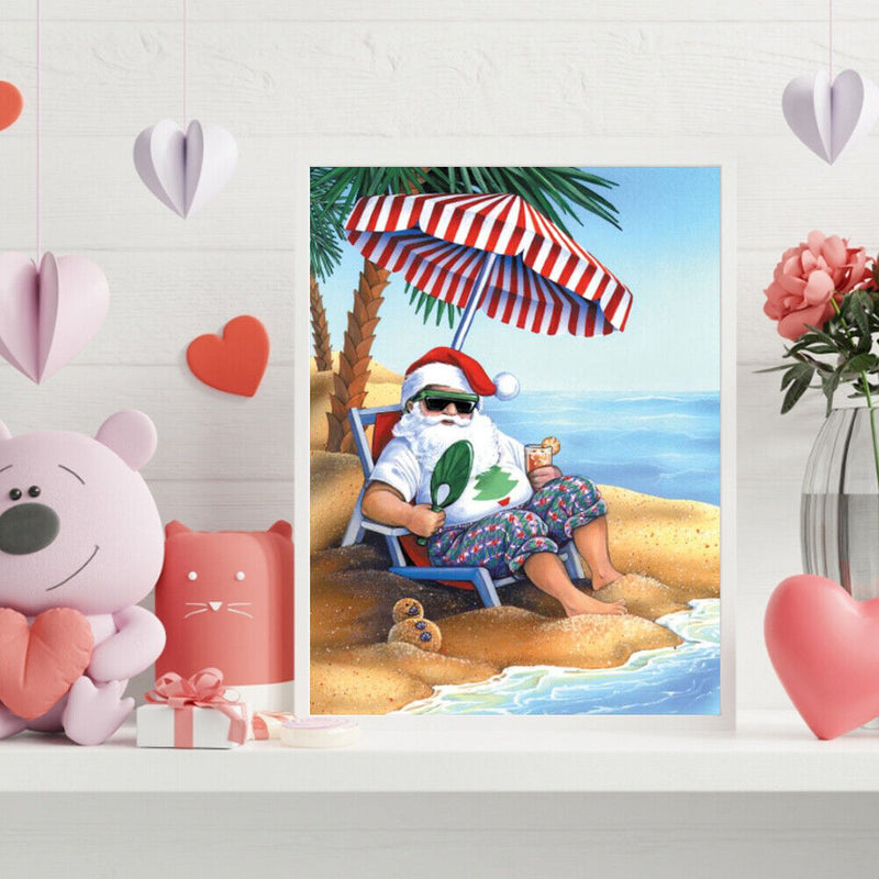 Oil Paint by Numbers Santa Canvas Artwork Living Room Wall Picture Decoration