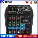 4 Channel Audio Sound Mixer Mini Mixing DJ Console with 48V Power (EU Plug)