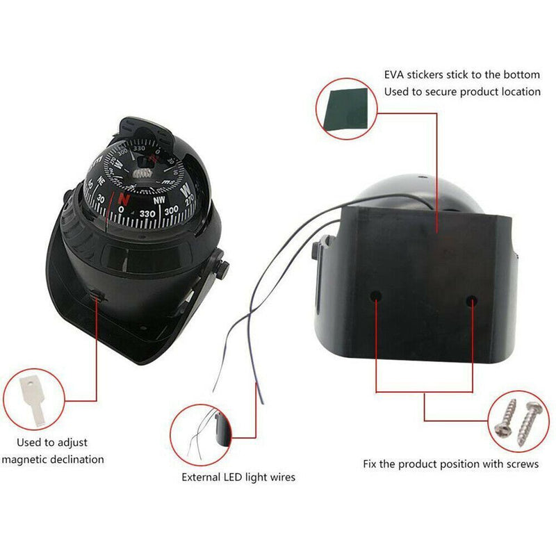 Digital LED Light Sea Guider Marine Compass Car Compass Camping Hiking Tool