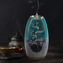 Incense Holder Ceramic Backflow Waterfall Incense Burner with 50 Cones (A) Newly
