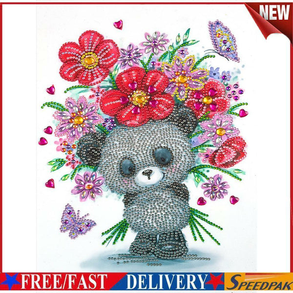 Diamond Painting 5D DIY Cartoon Bear Partial Special Drill Rhinestone Kit #F