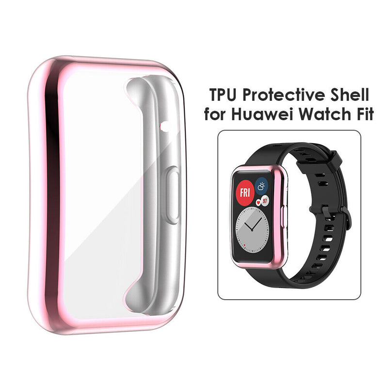 TPU Protector Case Anti Scratches Full Cover for Huawei Watch Fit (Pink) Newly