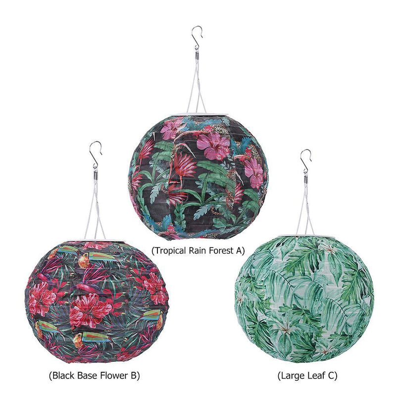 8 inch LED Solar Lantern Waterproof Pendant Decor (Tropical Rain Forest A)