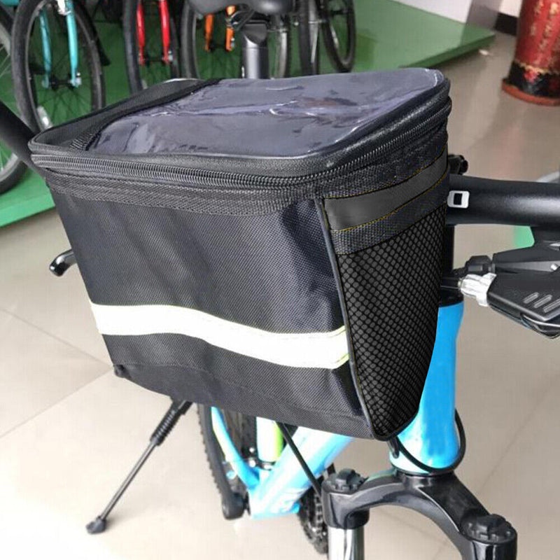Bike Handlebar Bag with Reflective Strip Road Bicycle Front Rack Organizer Bags