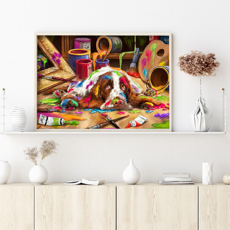 5D Cute Dog Mosaic Diamond Painting Drawing Full Round Drill DIY Art Handcraft