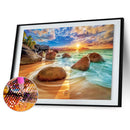5D Diamond Painting DIY Sunrise beach Full Drill Round Rhinestone Newly