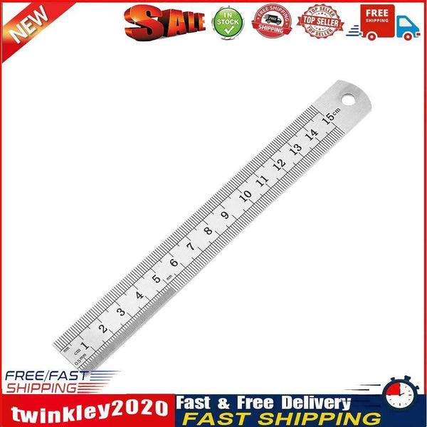 Stainless Steel Metal Straight Ruler Double Sided Measuring Tool (150mm) Newly