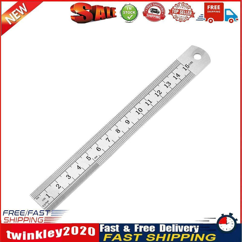 Stainless Steel Metal Straight Ruler Double Sided Measuring Tool (150mm) Newly